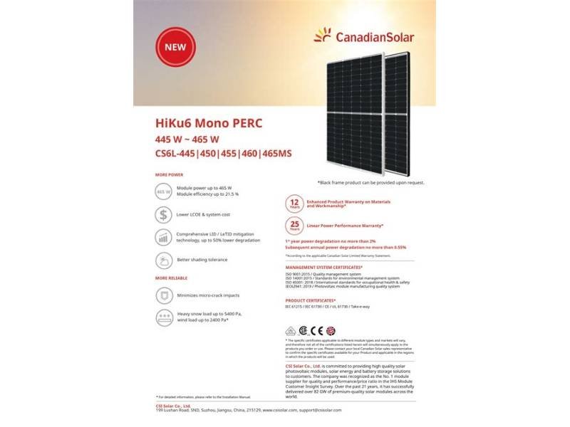 Canadian Solar HiKu6 CS6L-460MS